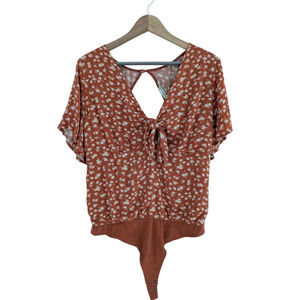 Abercrombie & Fitch Floral Boho Cutout Bodysuit Women's Size XL